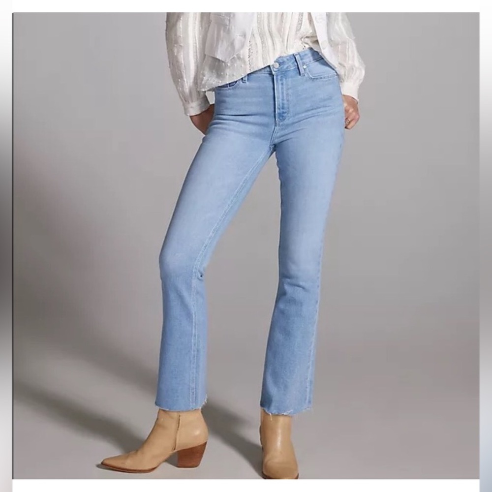 New PAIGE Denim Colette Crop Flare raw hem pants
